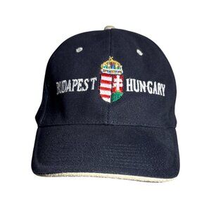 Budapest Hungary Hat Embroidered Blue Adjust Baseball Cap Brass Buckle Strap